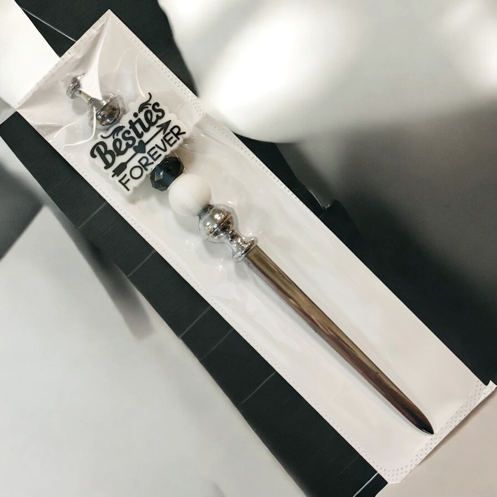 Besties Forever Beaded Silver & Black Letter Opener - Picture 4 of 4